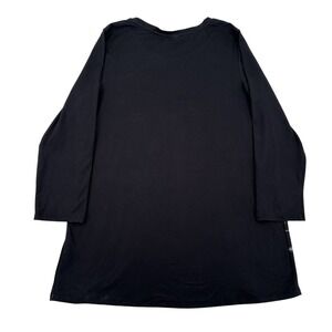 Nanu Women 1X Sun Block Black Floral Embroidered Long Sleeve Tunic Top Shirt